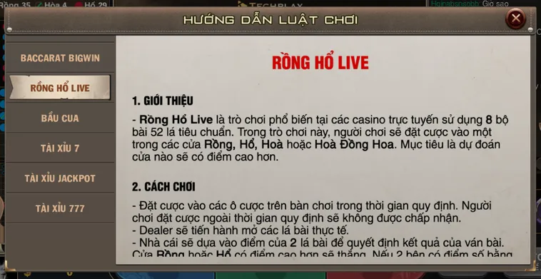 Rồng Hổ BigWin Livestream Tại B52 Club Sảnh Cược Nhanh Cho Những Chiến Thắng Lớn